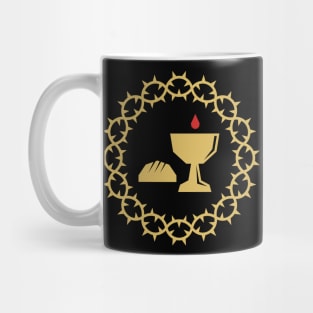 Crown of thorns and attributes of Holy Communion. Mug